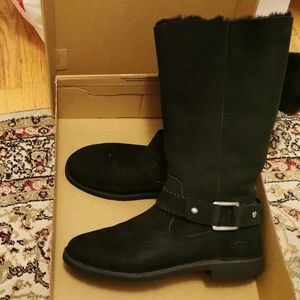 UGG Braiden Black Leather Winter Waterproof Boots